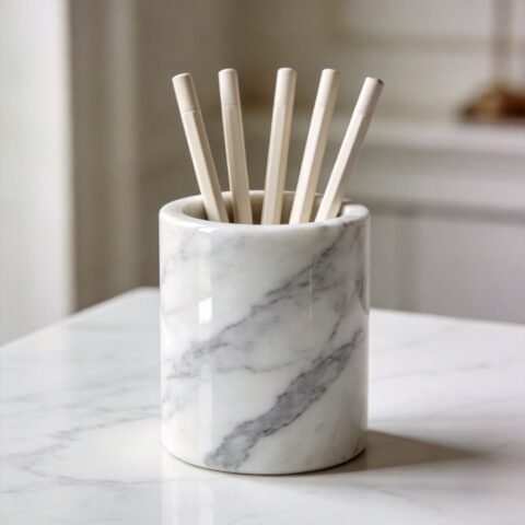 White Marble Pen Holder