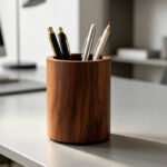 Vintage Wooden Barrel Pen Holder