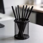 Black Mesh Metal Wire Pen Cup