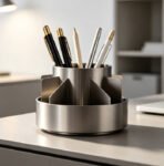 Rotating Metal Desk Organizer with Compartments