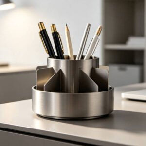 Rotating Metal Desk Organizer with Compartments
