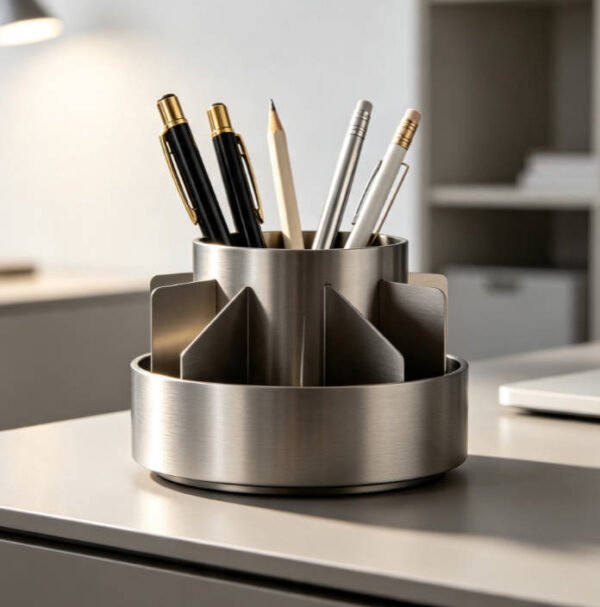 Rotating Metal Desk Organizer with Compartments